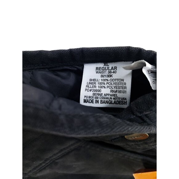 Berne Mens XL 38-40 Waist Insulated Bib Overalls Black Cotton Blend Workwear Qui - Picture 8 of 10